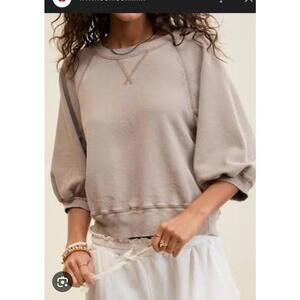 Aerie Sweater Womens Medium Femme Puff Half Sleeve Lounge Casual Neutral